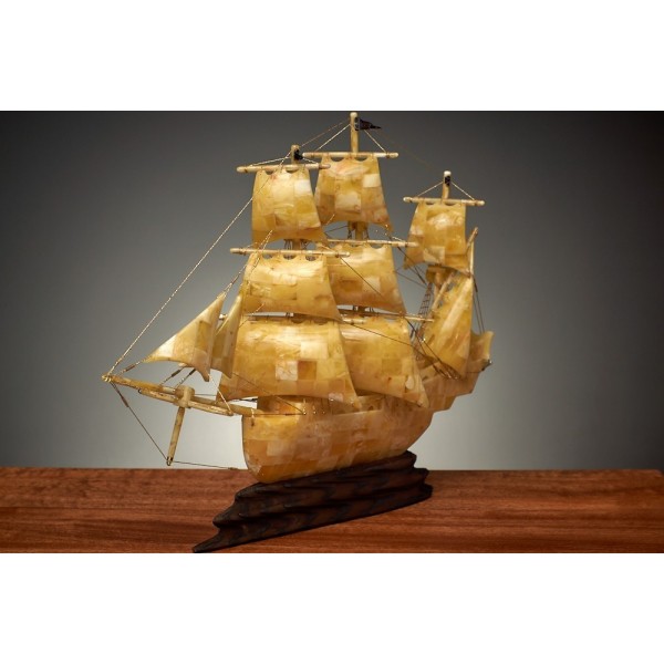  Корабль НФ-00000558,960 гр янтарь медовый, фото 2 