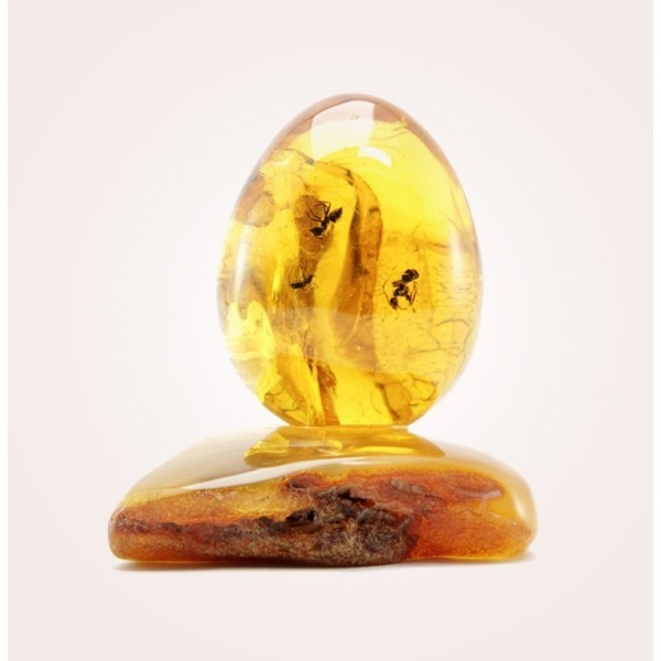  Инклюз, НФ-00000733  56гр  Цельный янтарь,в форме пасхальное яйцо, фото 1 