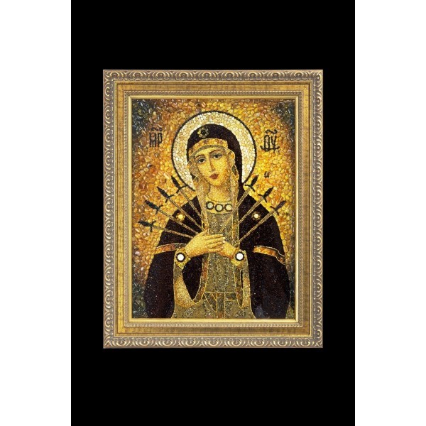  Икона Божией Матери НФ-00001571/2100 гр, р/к Янтарная крошка, фото 1 